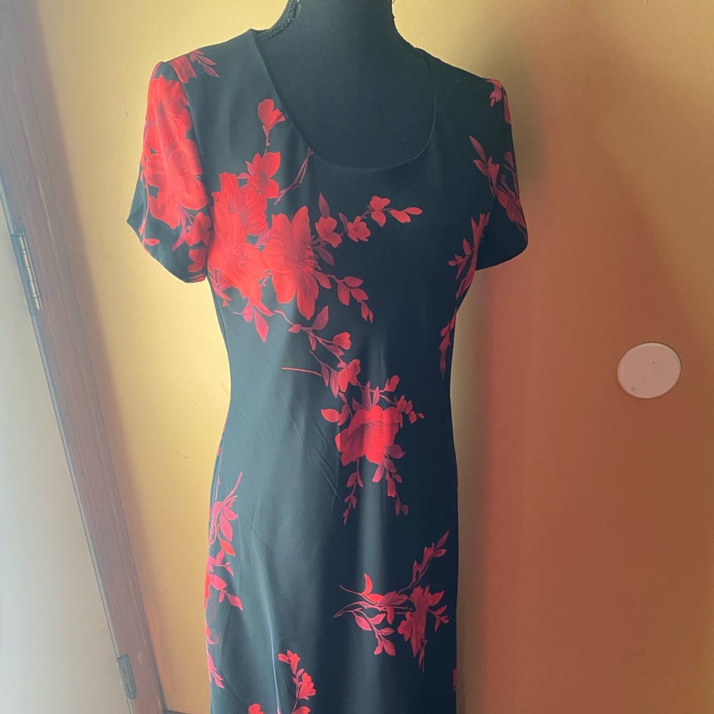 Black And Red Miss Dorby Floral Maxi Dress.